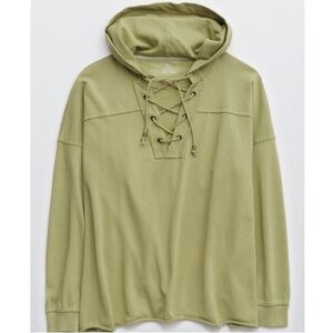 Aerie Lace-Up Hoodie in ‘Dried Sage’